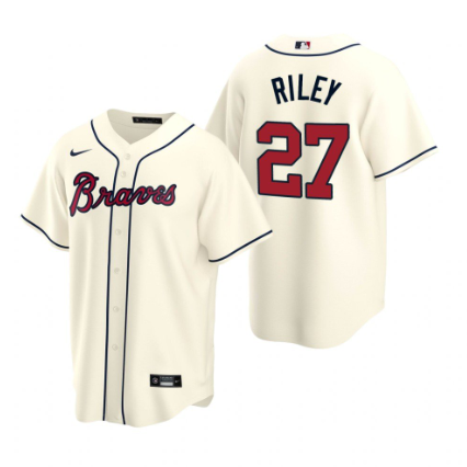 Men's Cream Atlanta Braves #27 Austin Riley Cool Base Stitched Jersey